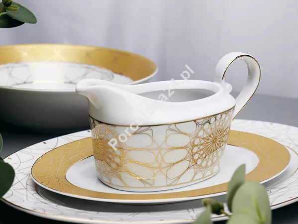 Serwis obiadowy na 12 osób (42 el) Ćmielów - Jenny Solaris White - Gold