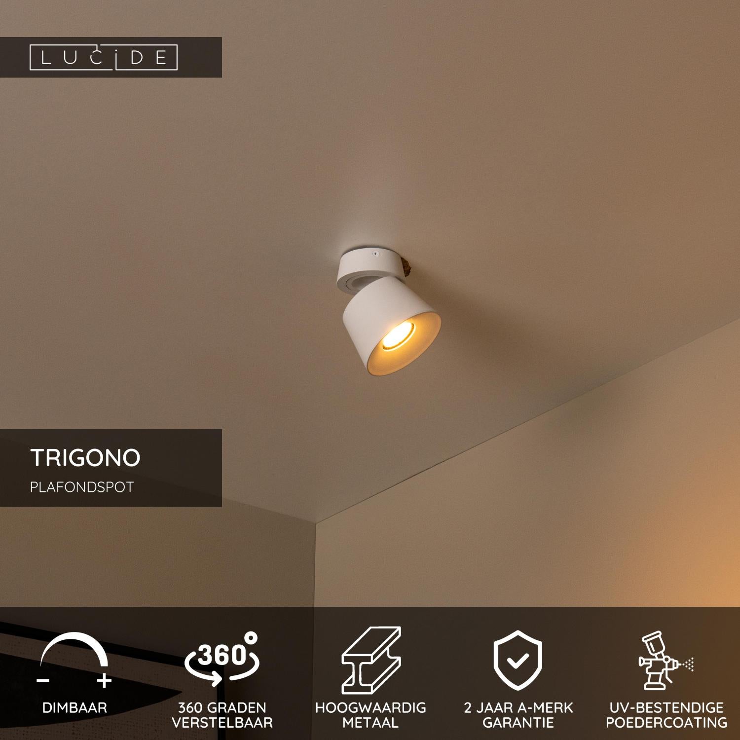 Lucide TRIGONO Plafondspot - Wit