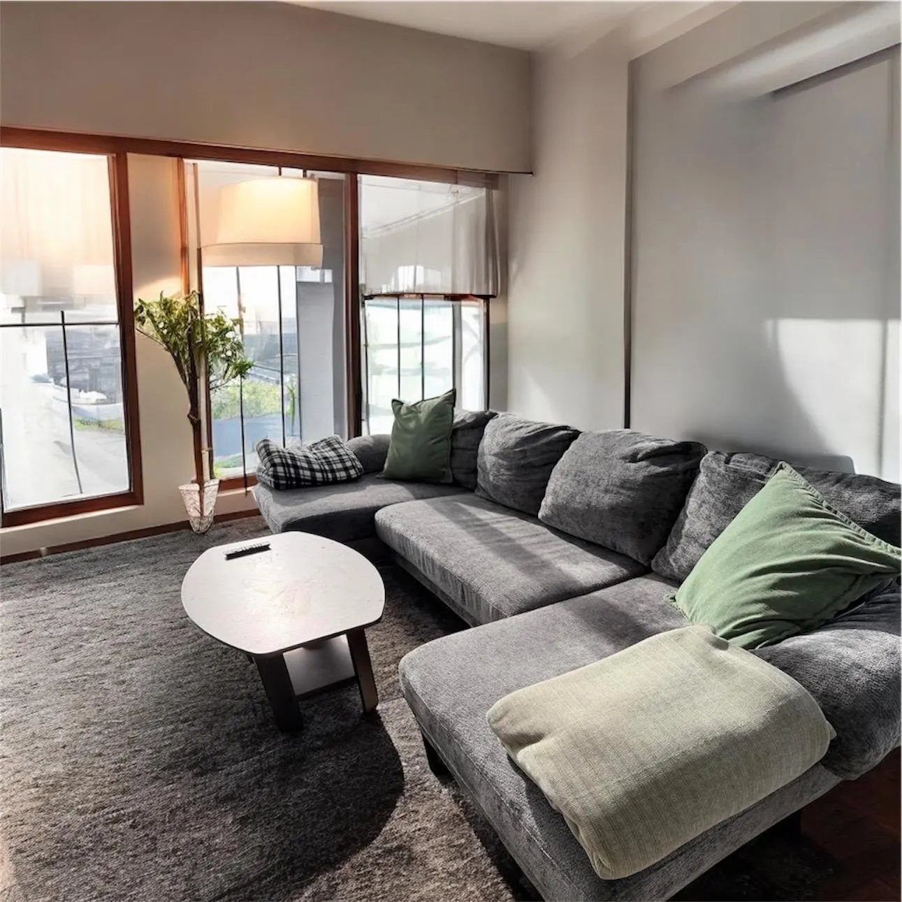 Dark Gray Sectional Couch - 4 Seater Gray Sofa Couch for Living Room - Double Chaise Lounge Couch for Apartment