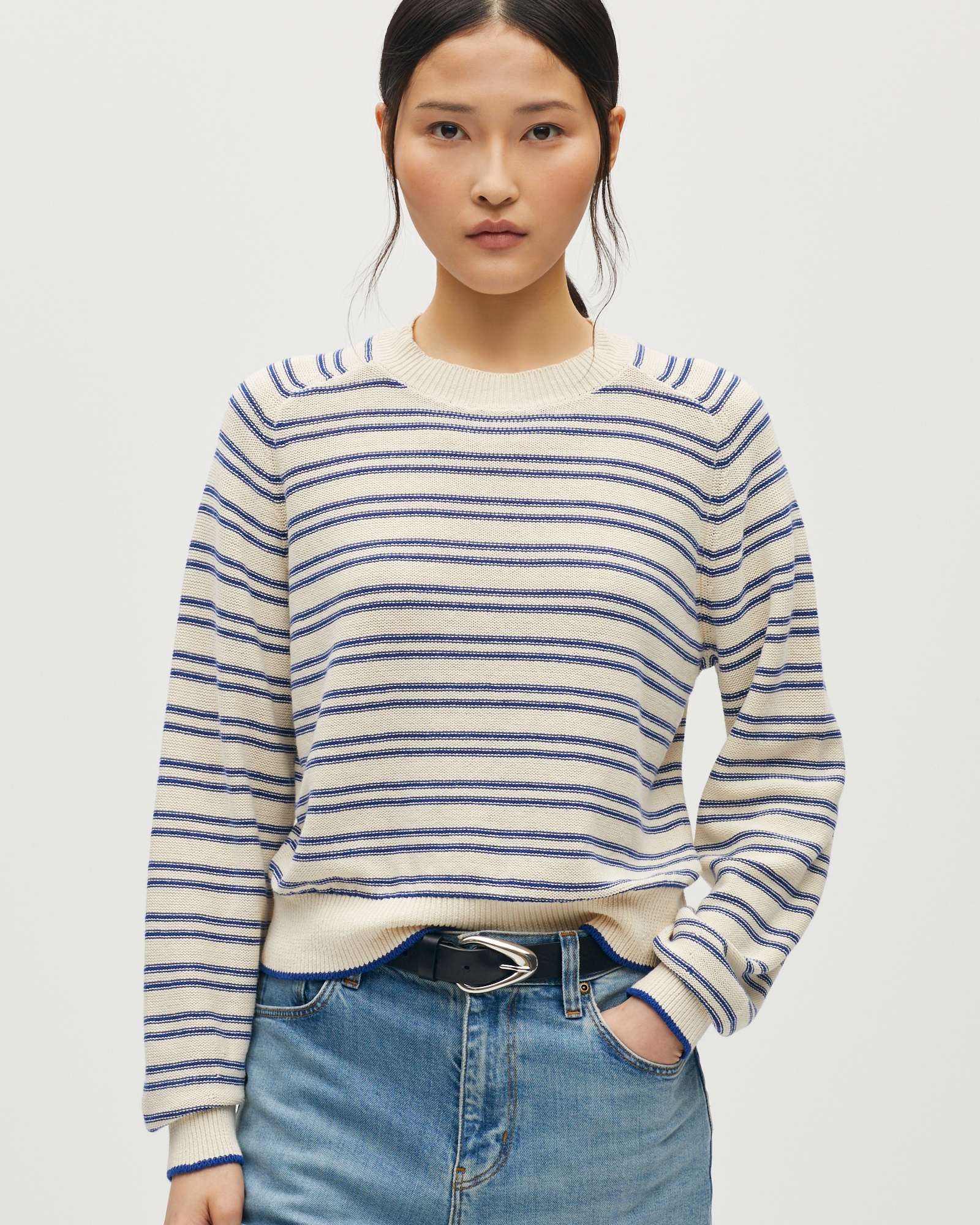 Pull marin col rond en lin