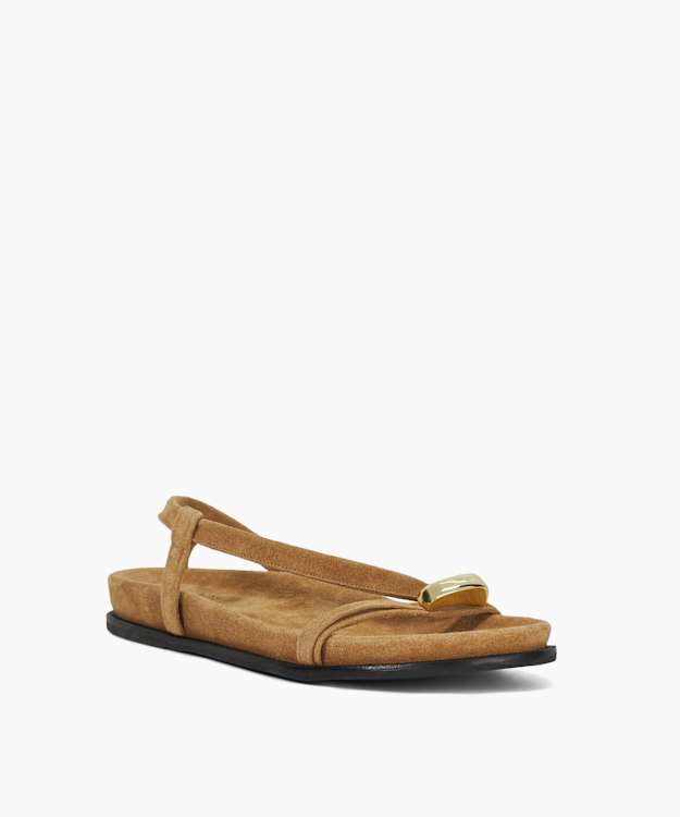 Lyn Sand - Gold Toe Trim Sandals