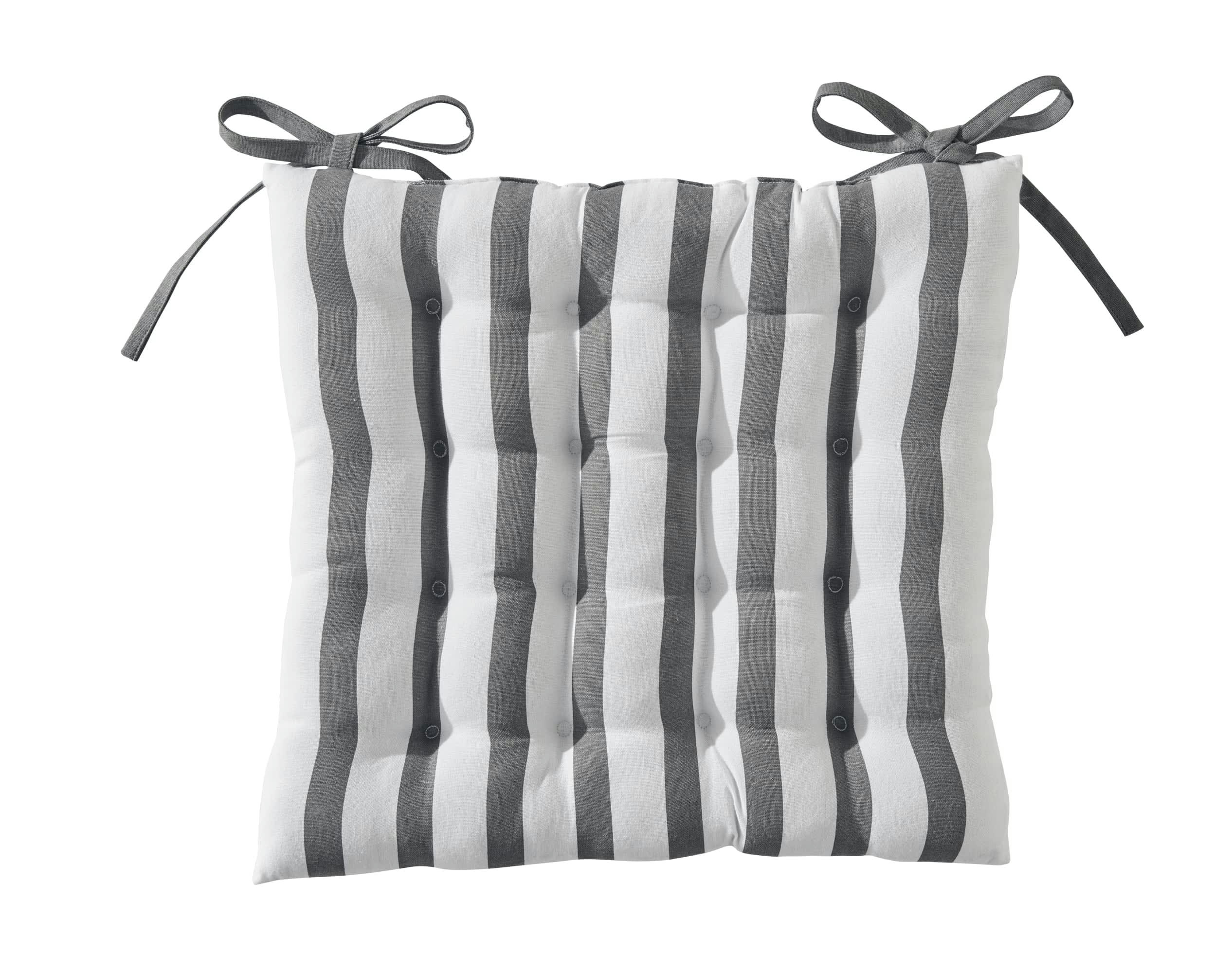 LISBONNE - Galette de chaise réversible gris anthracite 40x40 en coton