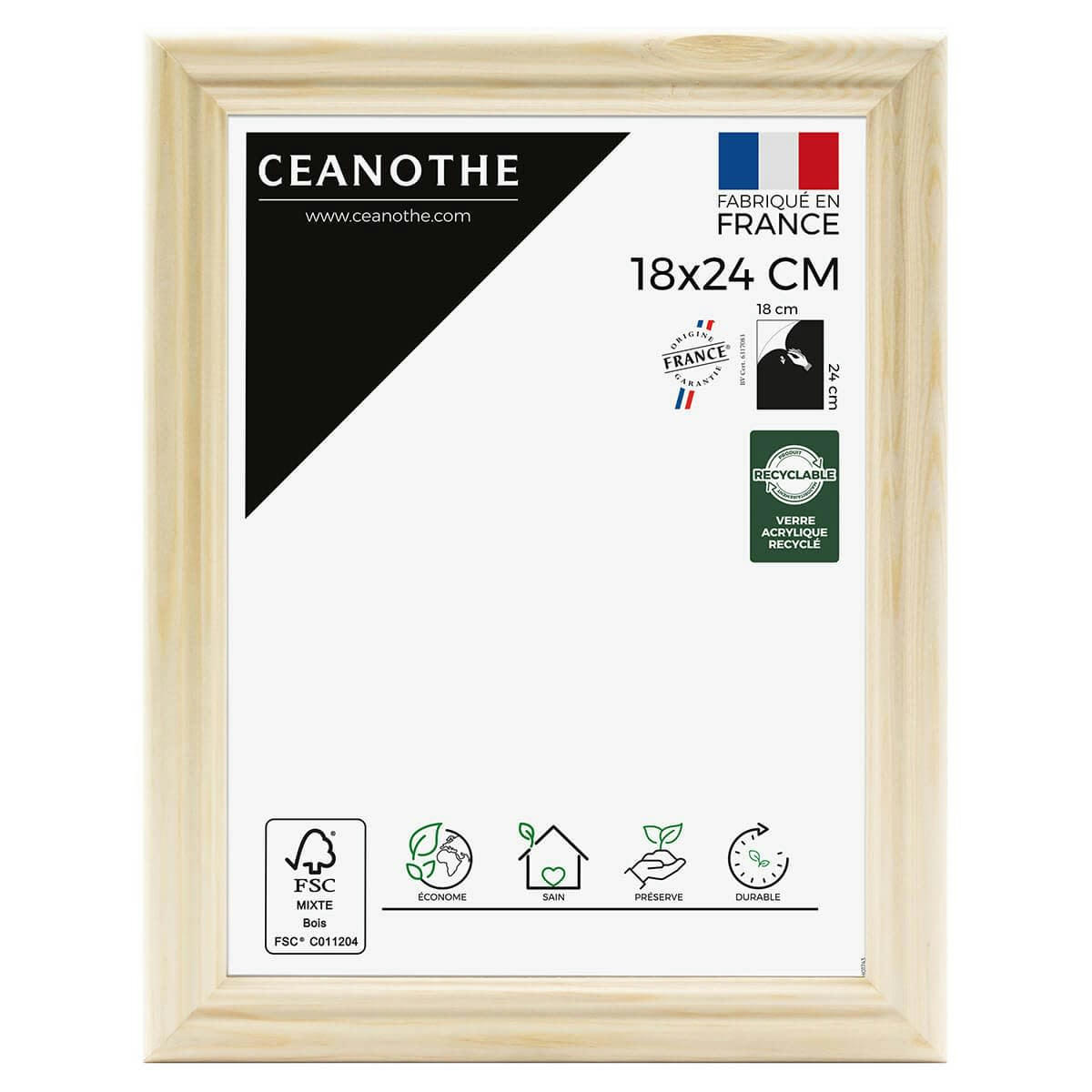 CIRCEE AUTHENTIC - Cadre photo naturel 18x24 cm bois massif fsc