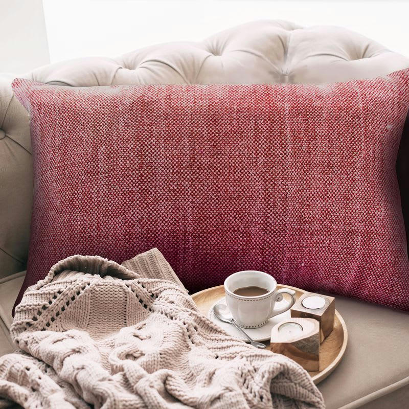 VINTAGE - Coussin effet délavé rouge 60x40