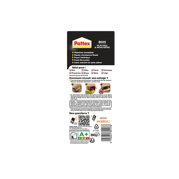 Colle de fixation plinthe Pattex 380g