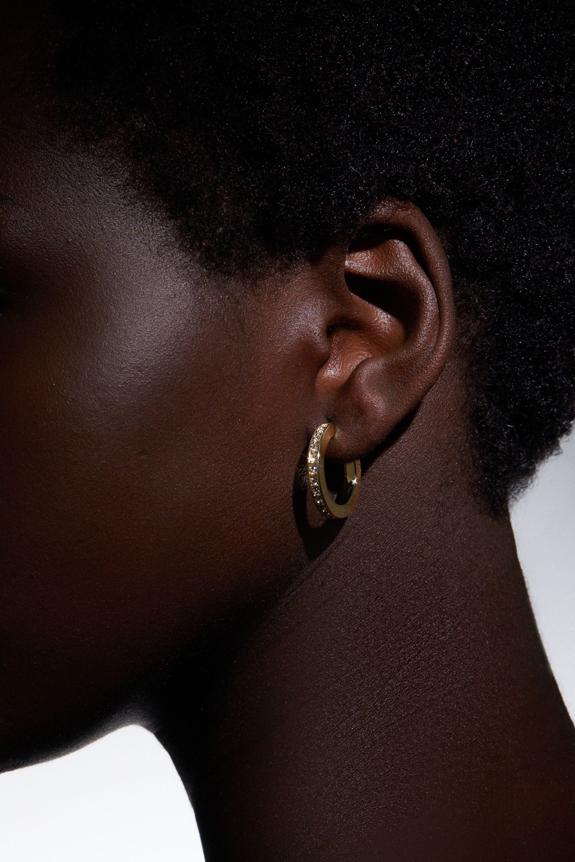 KarenMillen Hand Set European Crystal Small Hoop Earrings