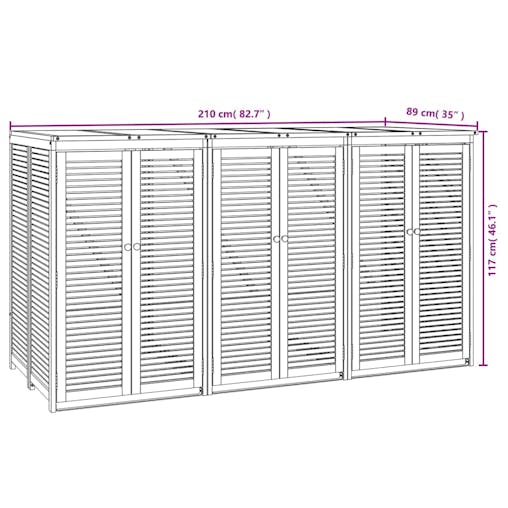 NNEVL Triple Garbage Bin Shed 210x89x117 cm Solid Wood Acacia