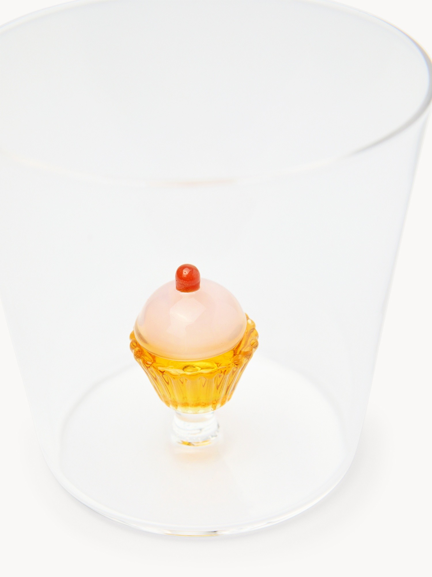 Bicchiere in vetro borosilicato dettaglio cupcake