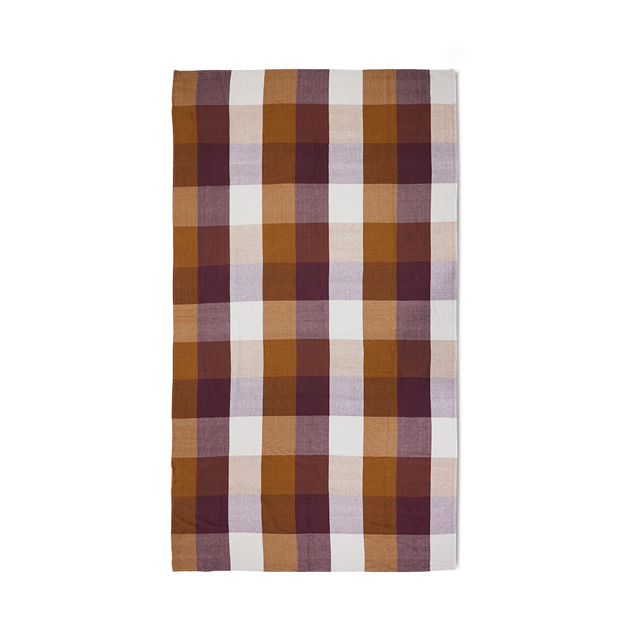 HKLIVING geruit tafelkleed Vida – amber/bordeaux