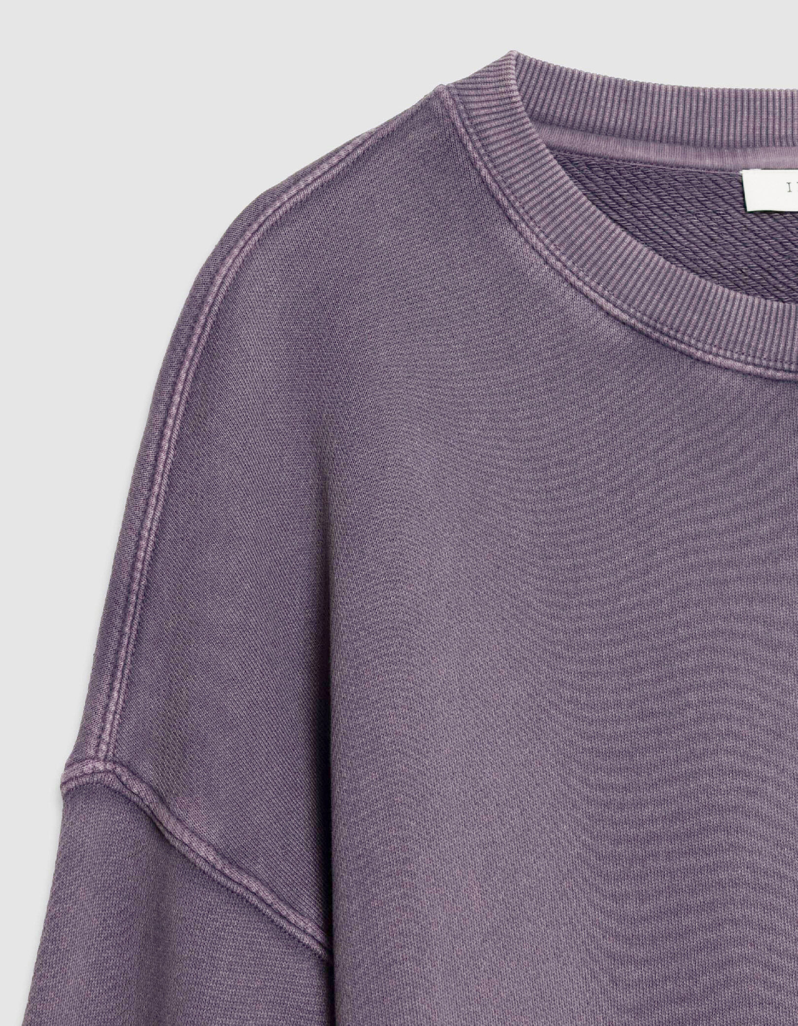 Sweat parme molleton délavé broderie Homme