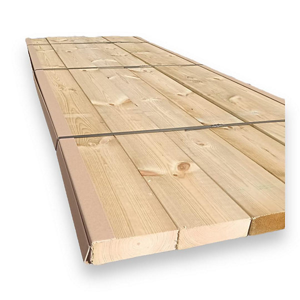 Pack de 12 planches (poutre) en bois de pin traité 45x145x2400 mm