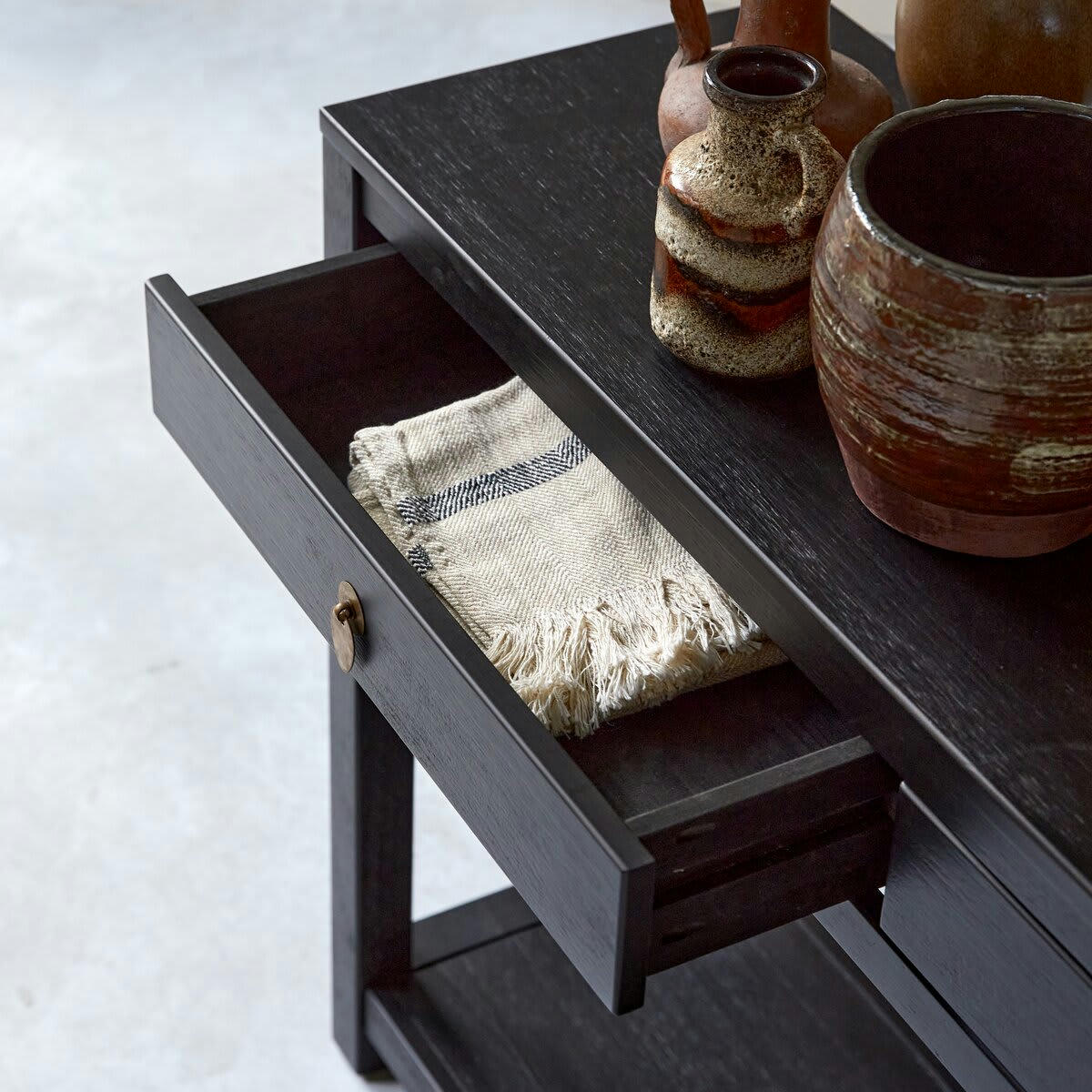 ZENAKA - Console en pin massif 2 tiroirs