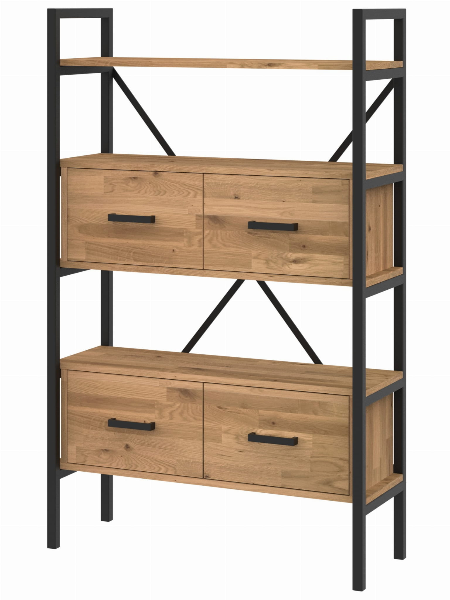 Regał dębowy Medium-Cabinet 160x80x30 cm LOFT z drzwiczkami K1-2