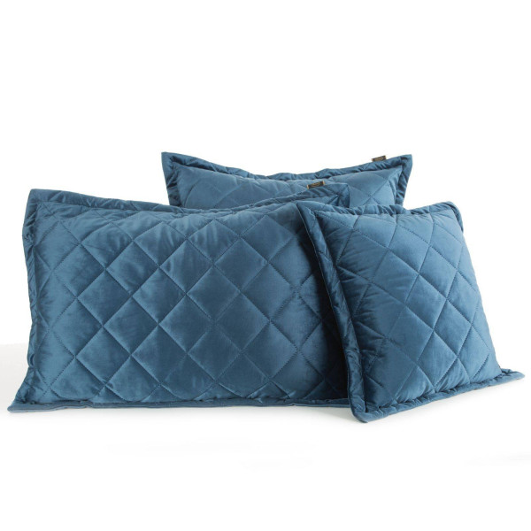 Poszewka dekoracyjna KRISTIN 45x45 cm welwet pikowana glamour granatowa