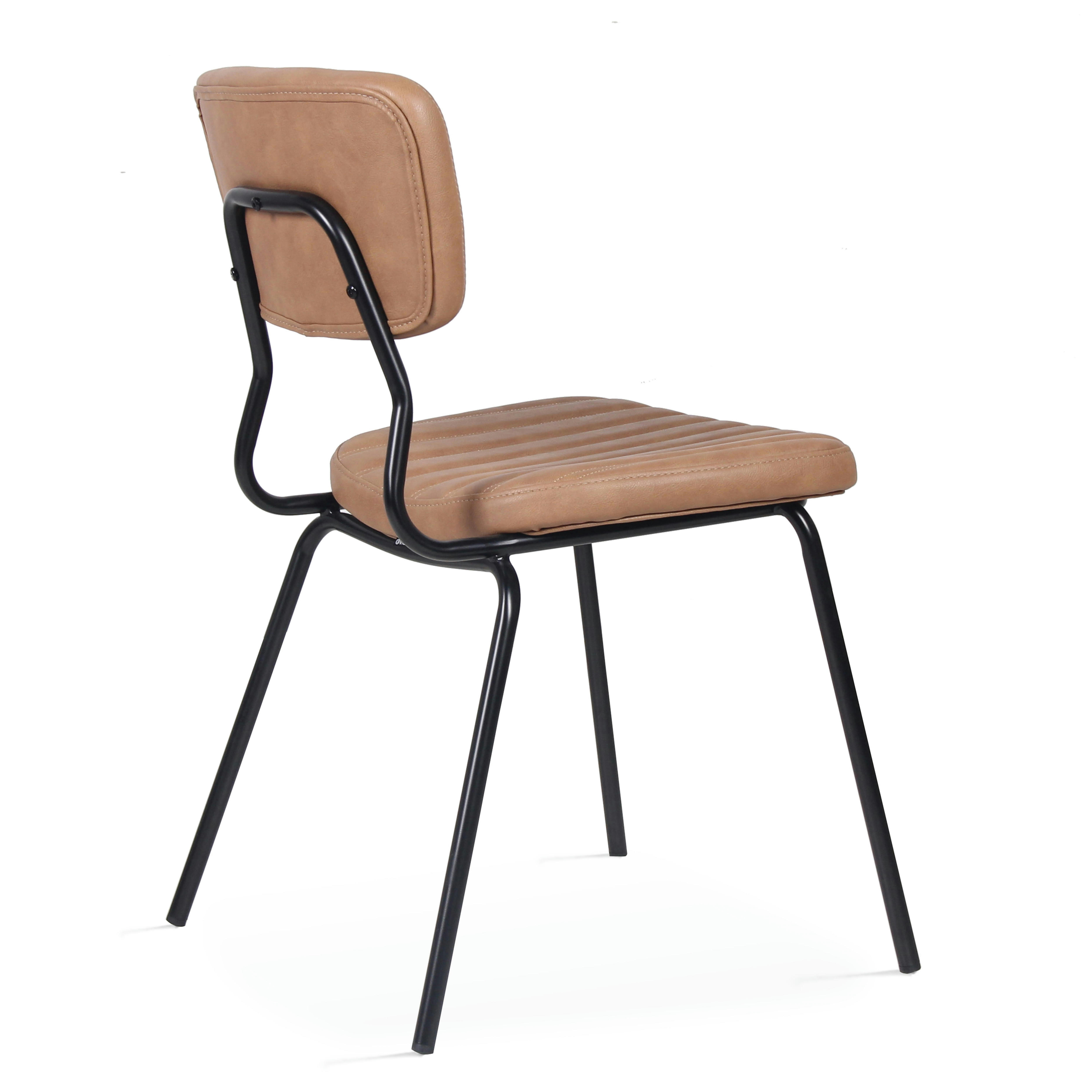 YORK - Lot de 2 chaises en textile enduit marron clair