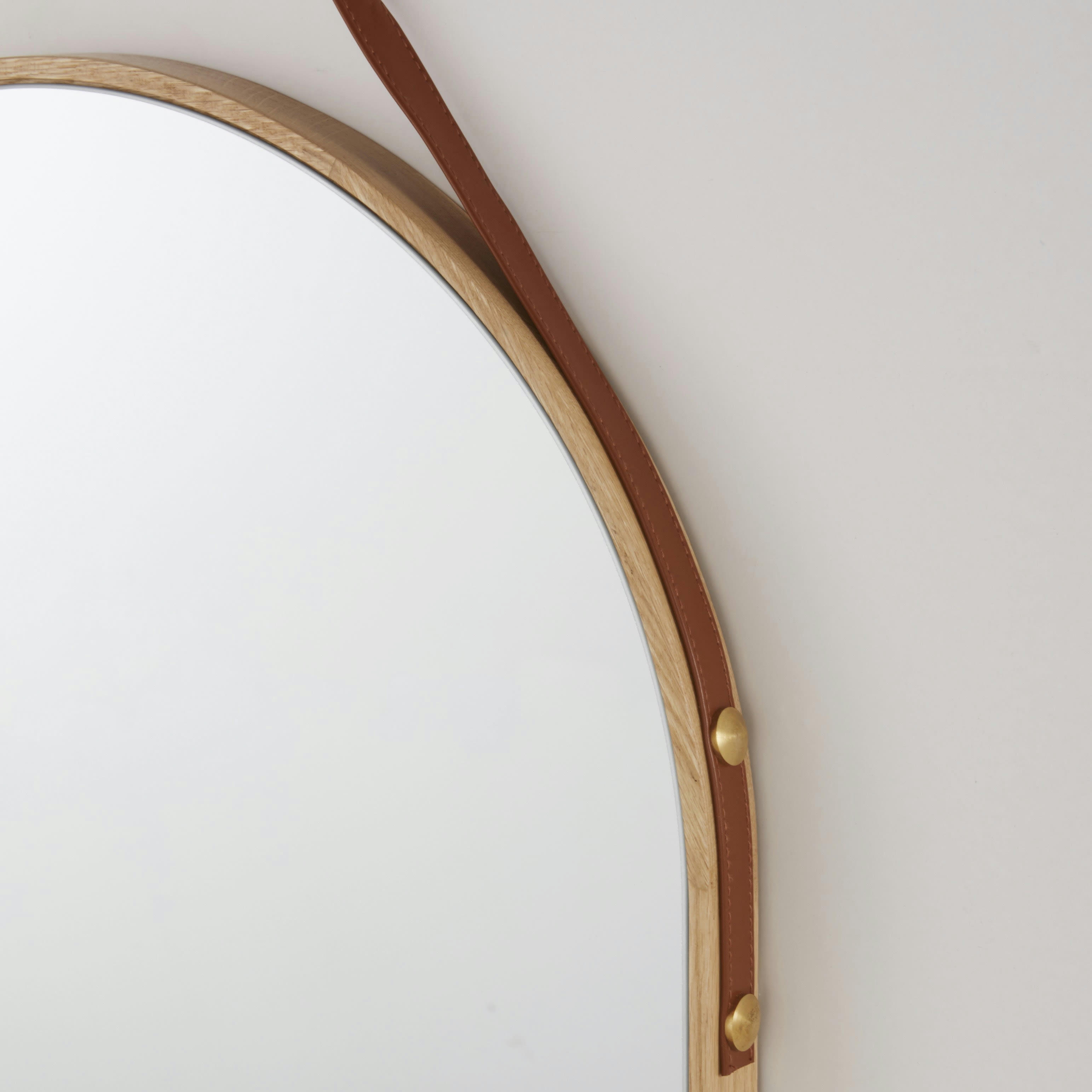 DELYA - Miroir ovale en bois de chêne 56x130
