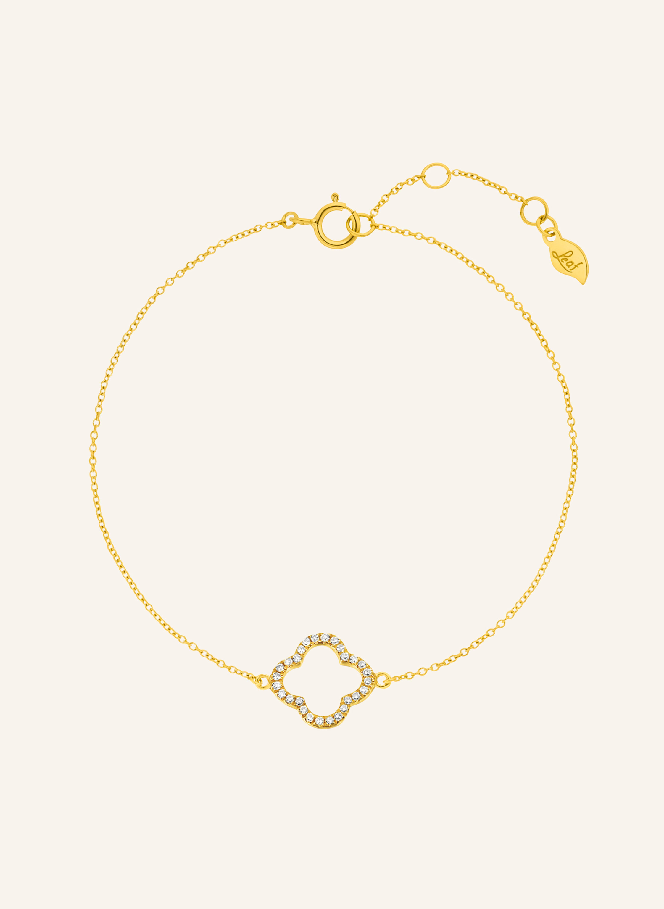 Leaf Armband CLOVER aus 18 Karat Gelbgold mit Diamanten