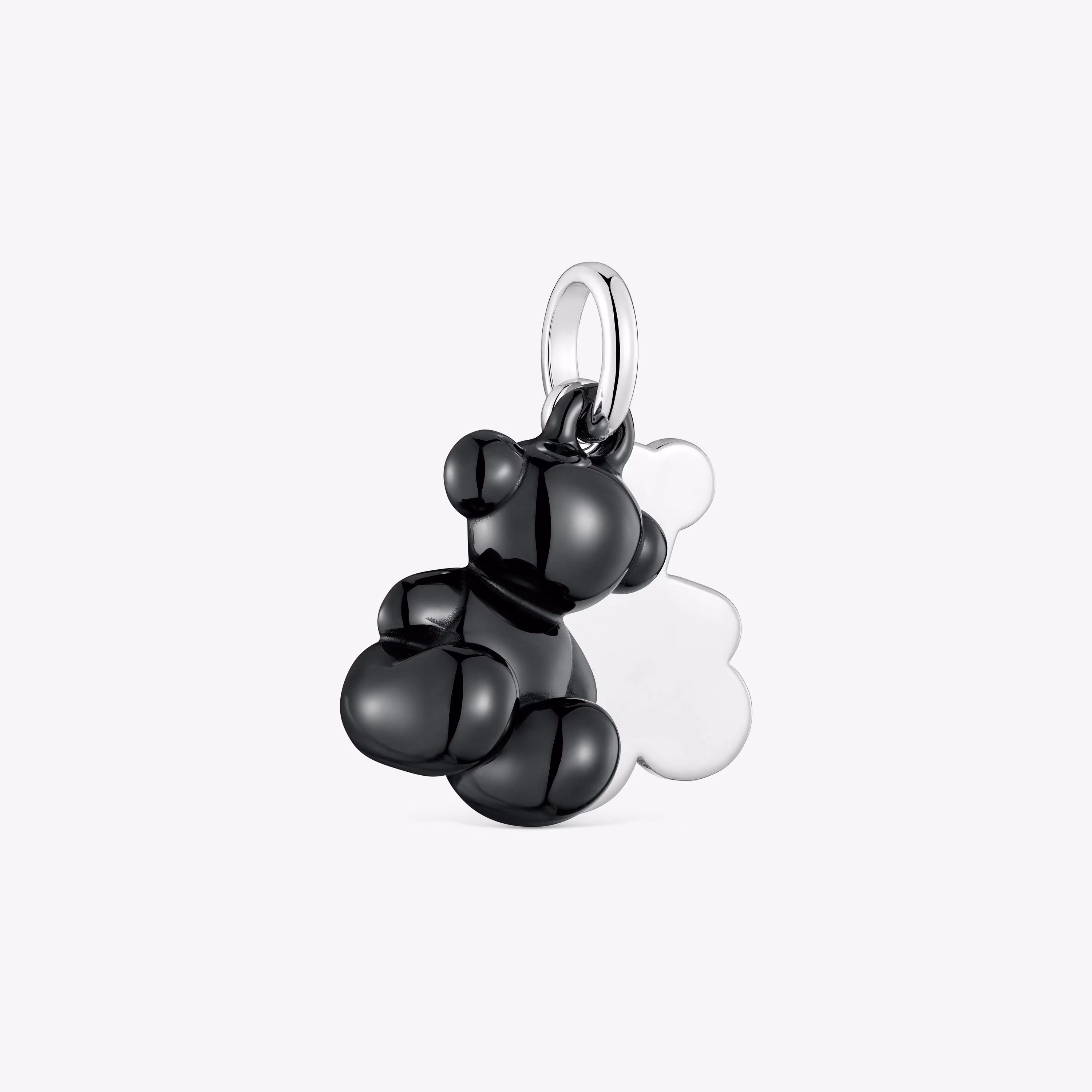 Colgante doble oso de plata y cerámica negra Bold Bear