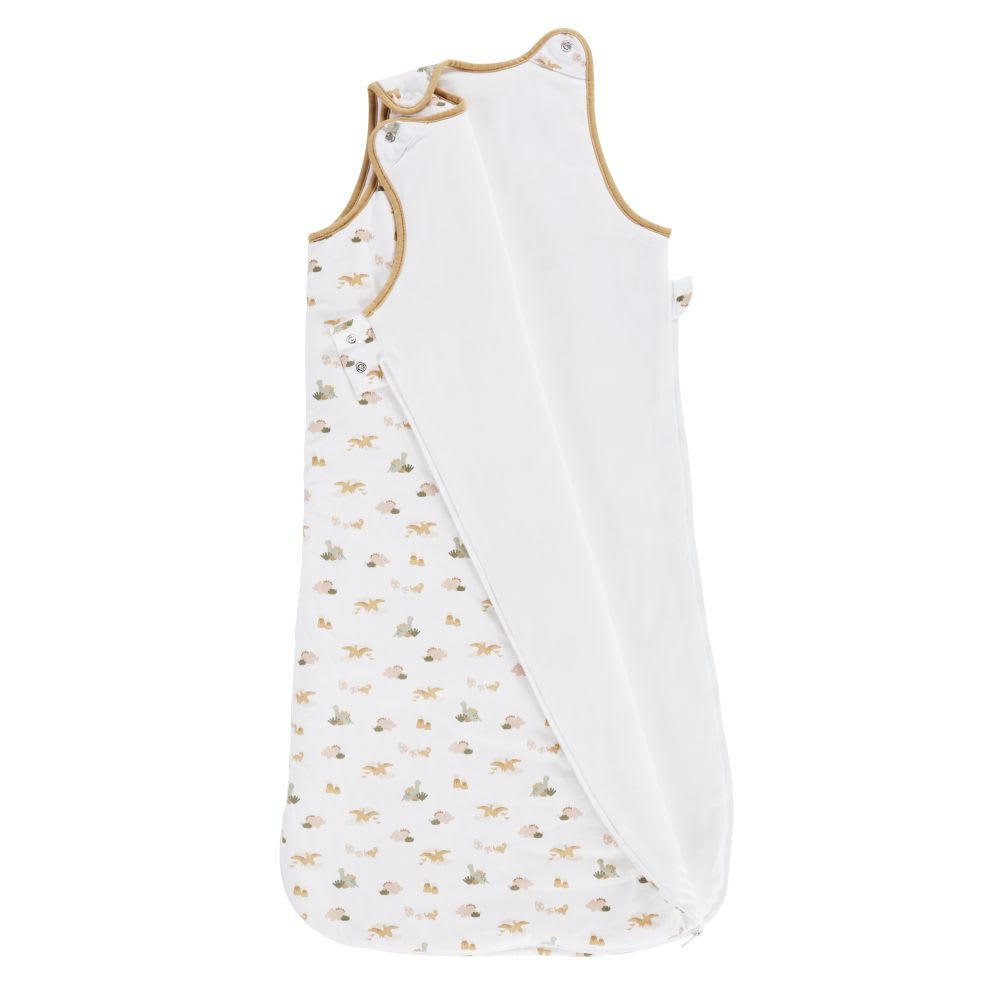 YUMA - Gigoteuse bébé blanche en coton biologique imprimé dinosaure