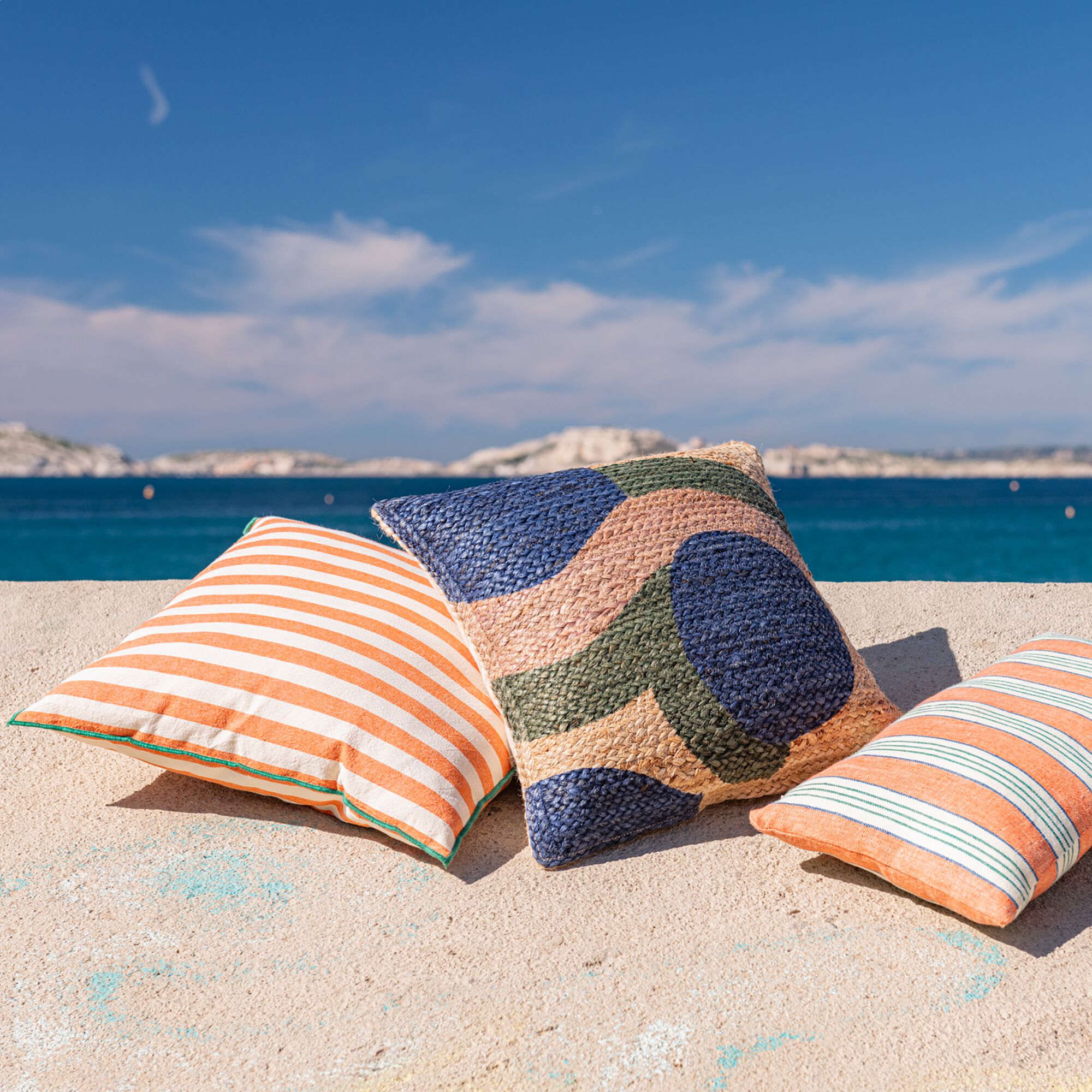 ELIA - Housse de coussin à rayures 45x45cm - orange