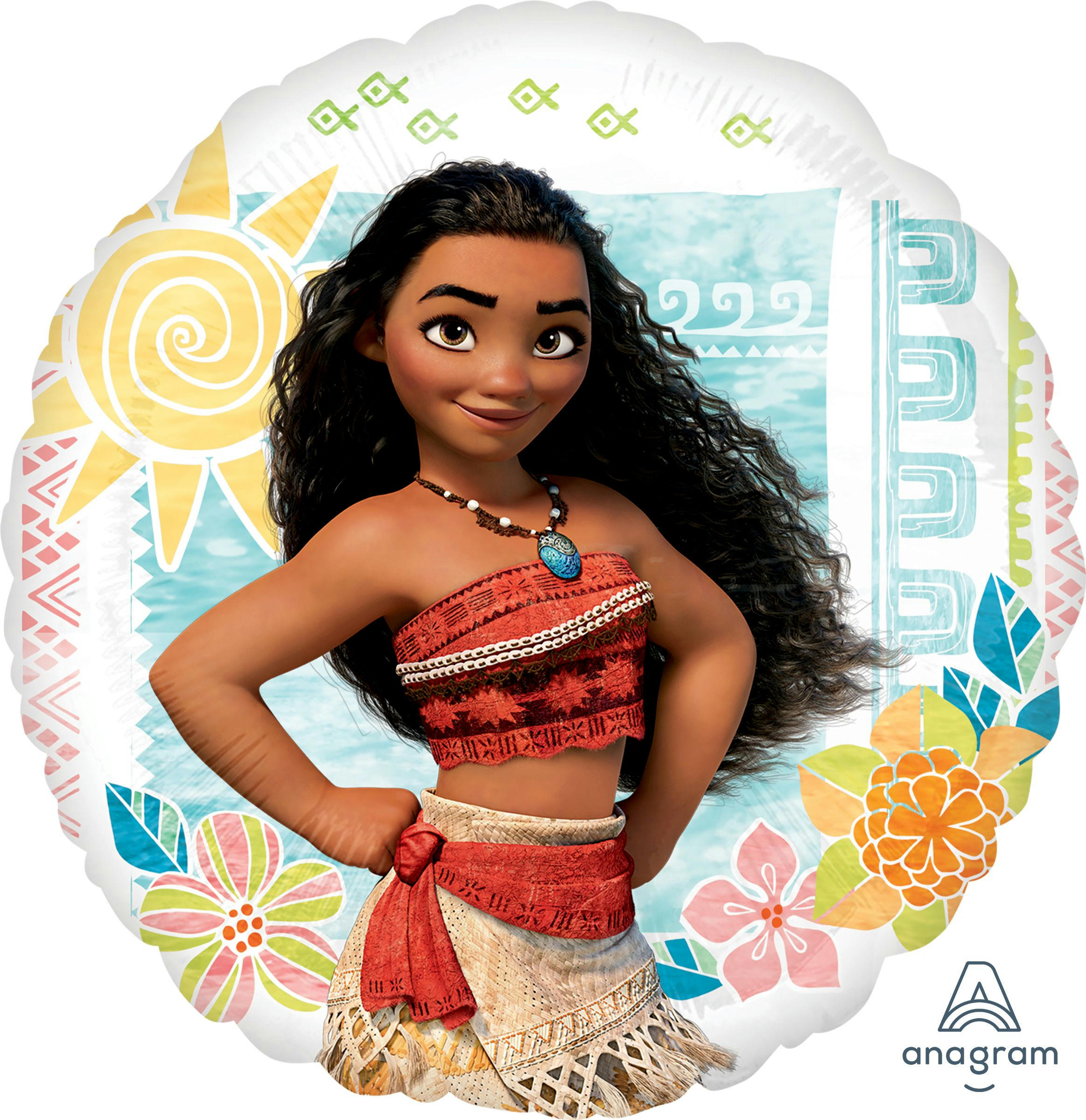 Disney Moana & Maui Round Satin Foil Balloon, Brown, 17-in, Helium Inflation & Ribbon Included for Birthday Party