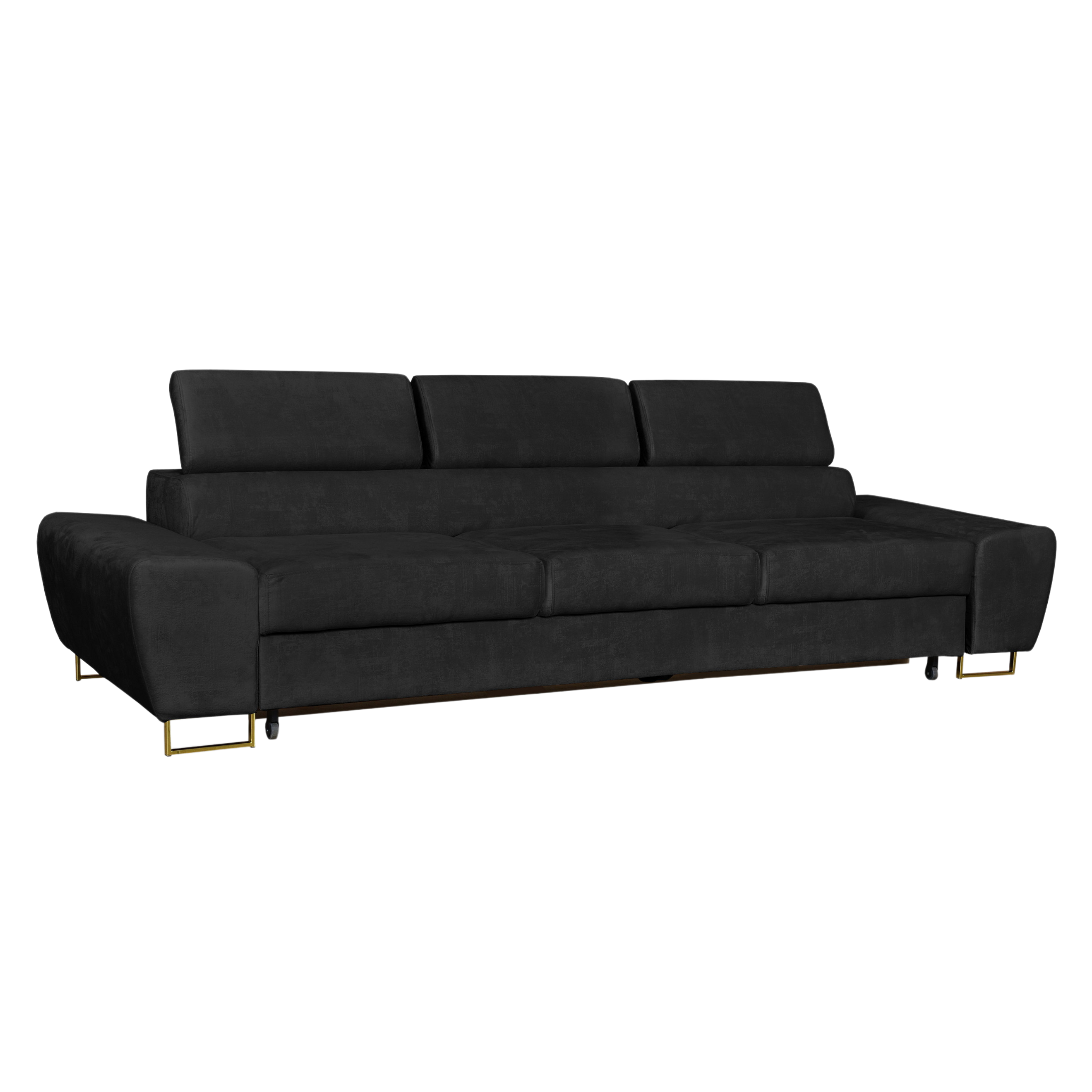 Sofa kanapa 3 os rozkładana z f. spania Bosso Family meble czarny welur