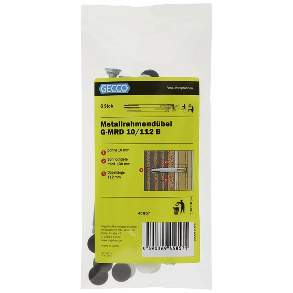 Metallrahmendübel, G-MRD, Metall, 6 Stück, 10 mm