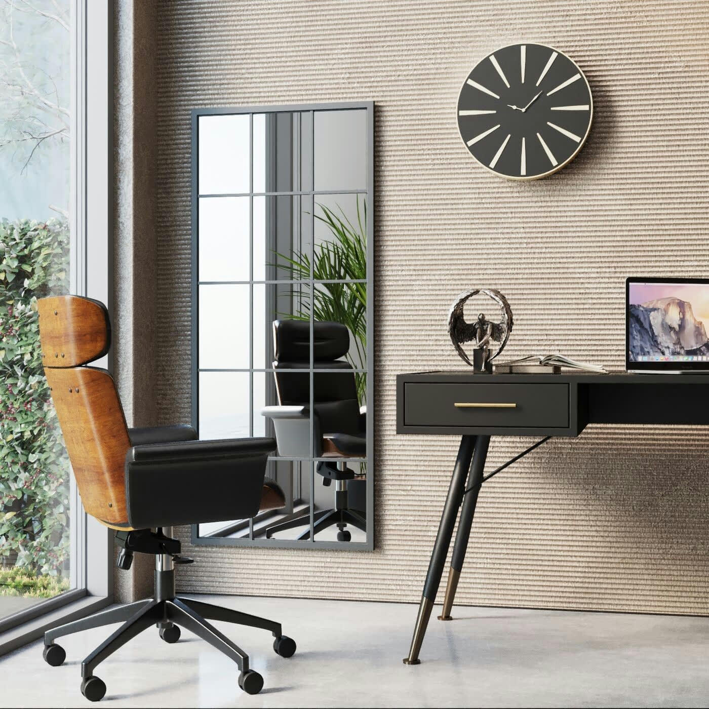 CHECK OUT - Chaise de bureau réglable à roulettes noire