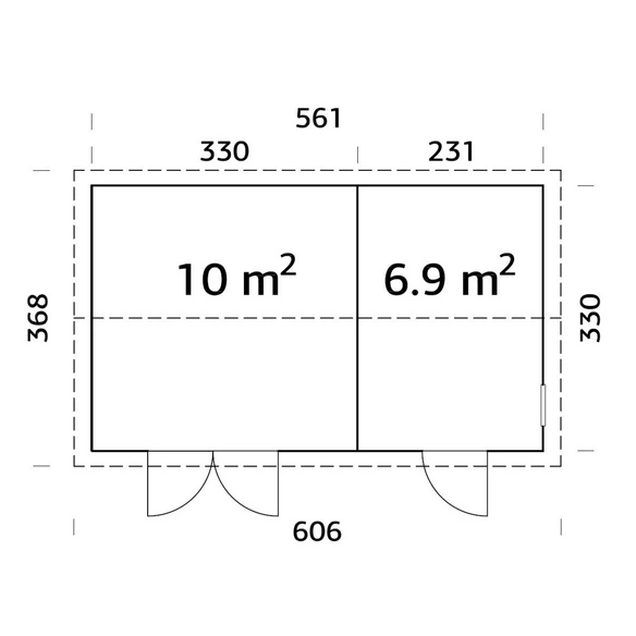 Elementhaus »Olaf«, Holz, BxHxT: 606 x 261 x 330 cm (Außenmaße inkl. Dachüberstand)