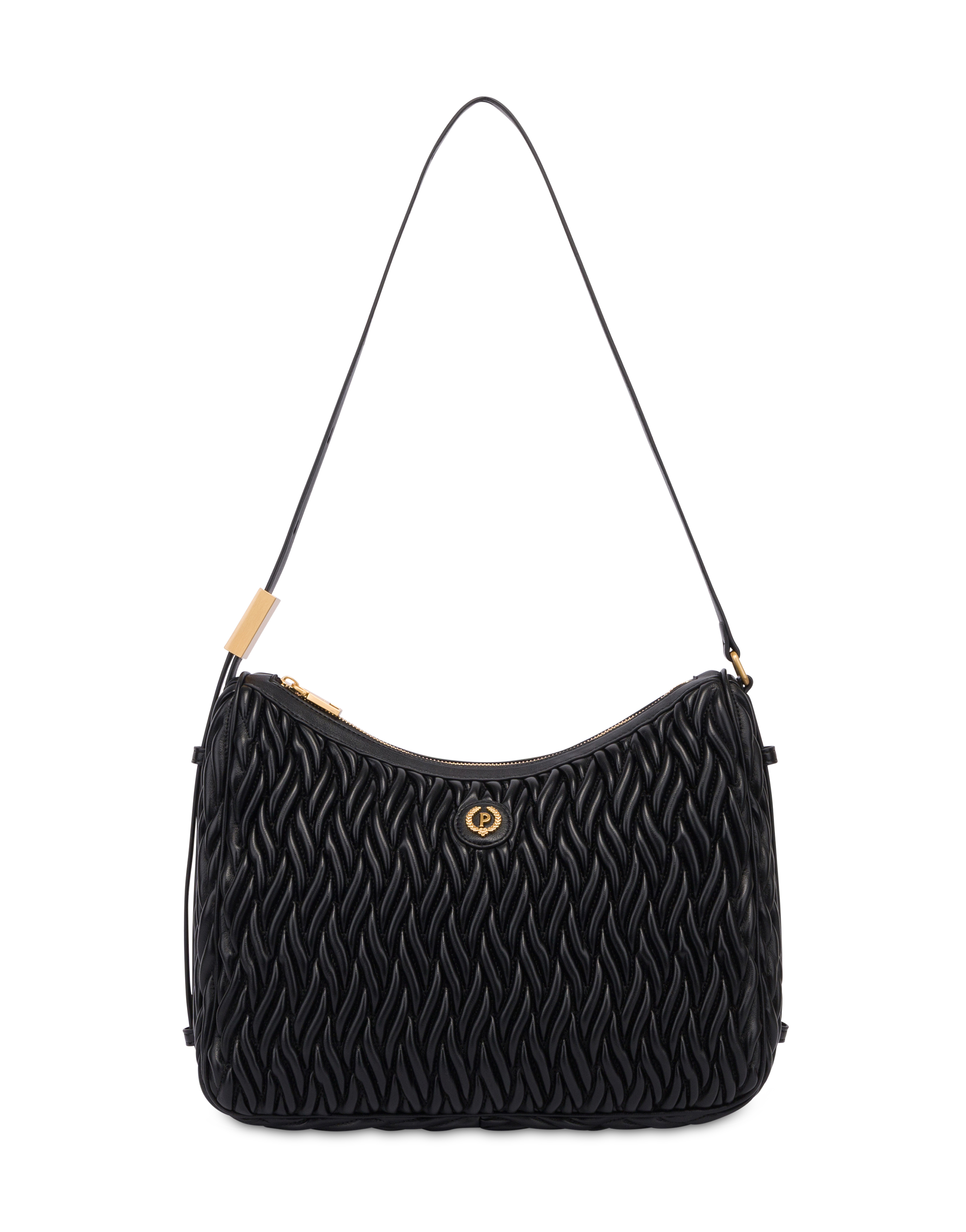Borsa A Spalla Alba In Quilted Pu E Soft Pu Nero/nero