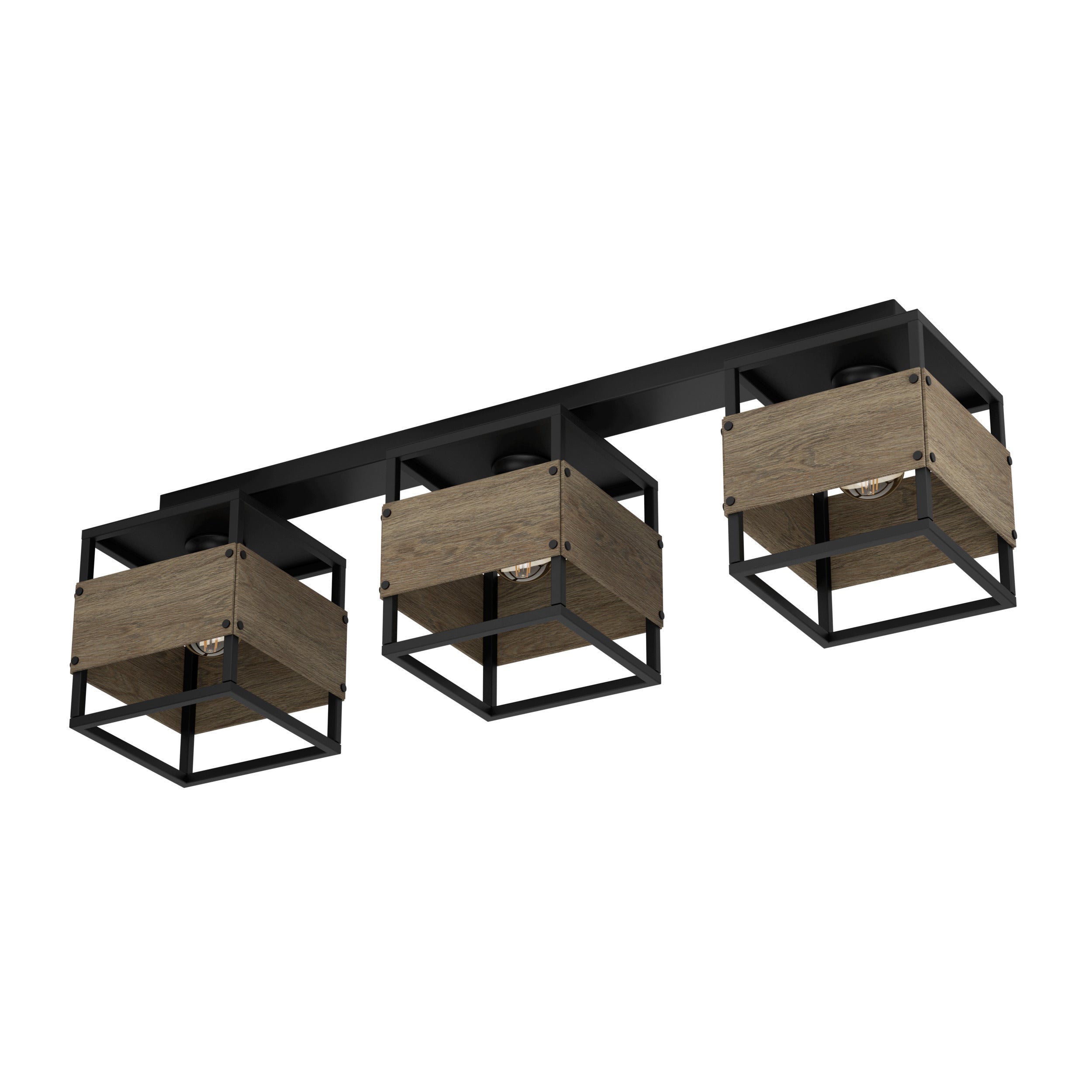 EGLO plafondlamp Evesham - e27 - 87,5 cm - zwart/bruin - hout