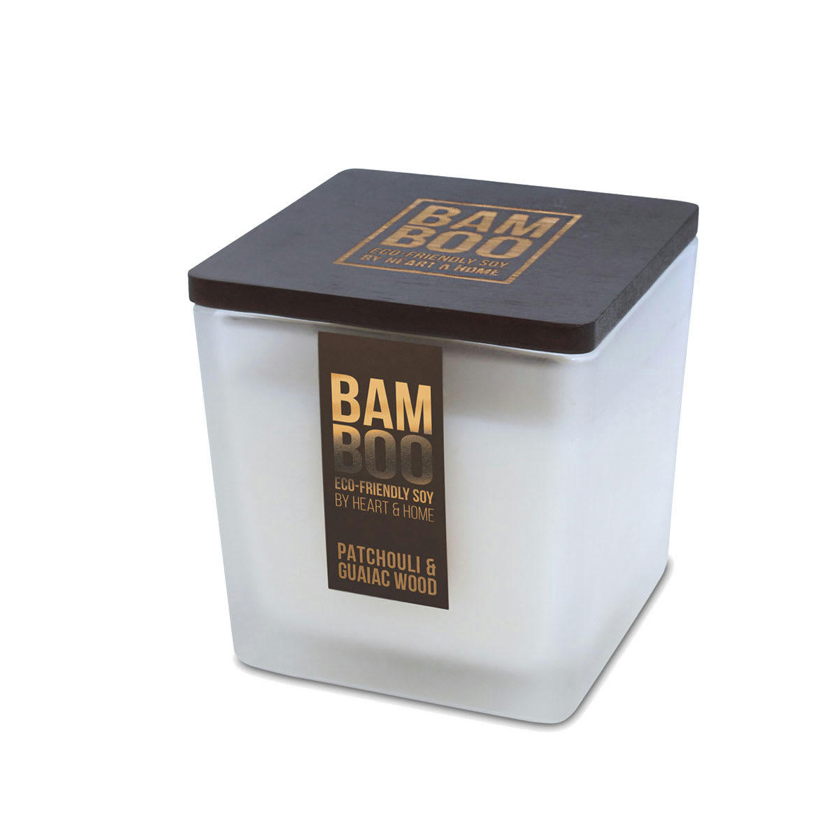 - Grande bougie éco responsable bambou patchouli et bois de gaïac