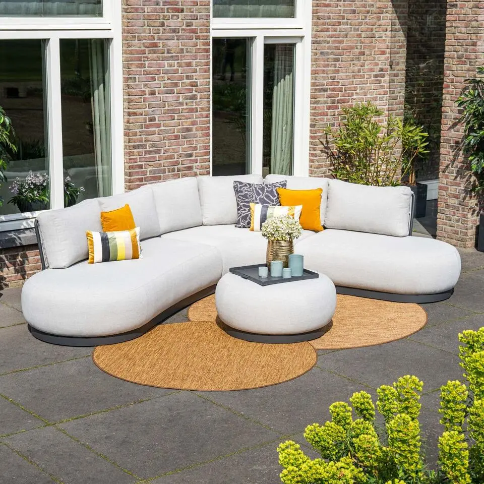 Marseille poef carbon black - valley sand �?waterbestendig