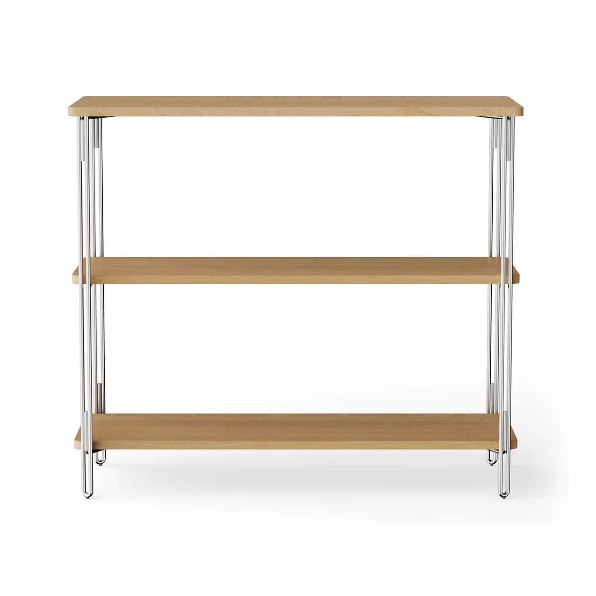 NINE - Inline Standregal, Eiche / Edelstahl poliert