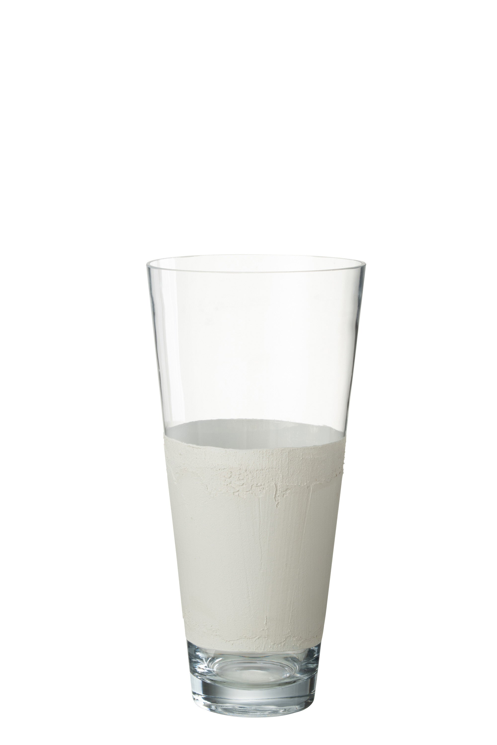 J-Line vaas Delph - glas - transparant/wit - medium - 45 cm hoog