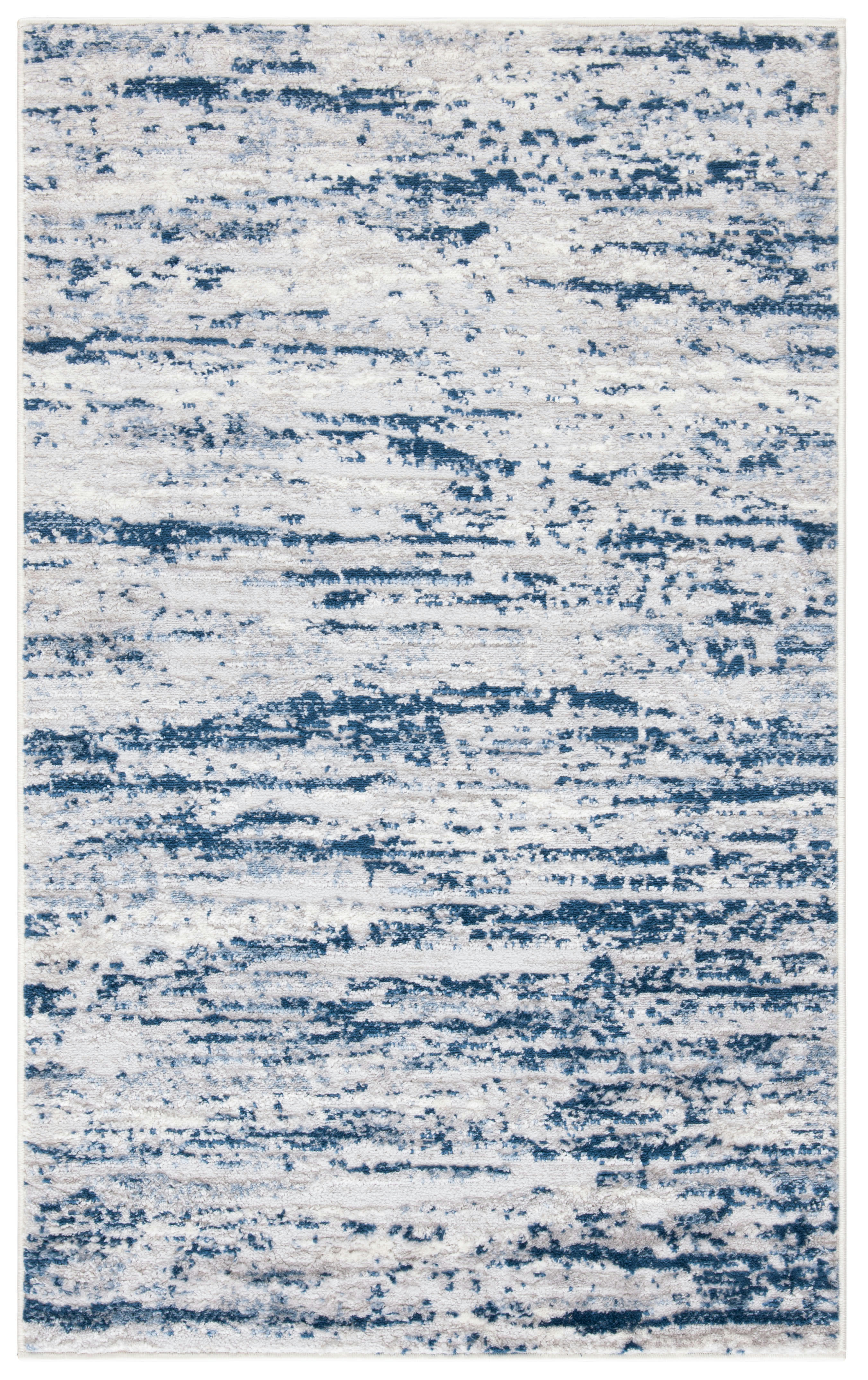 AMELIA - Tapis de salon interieur en gris & bleu marine, 91 x 152 cm
