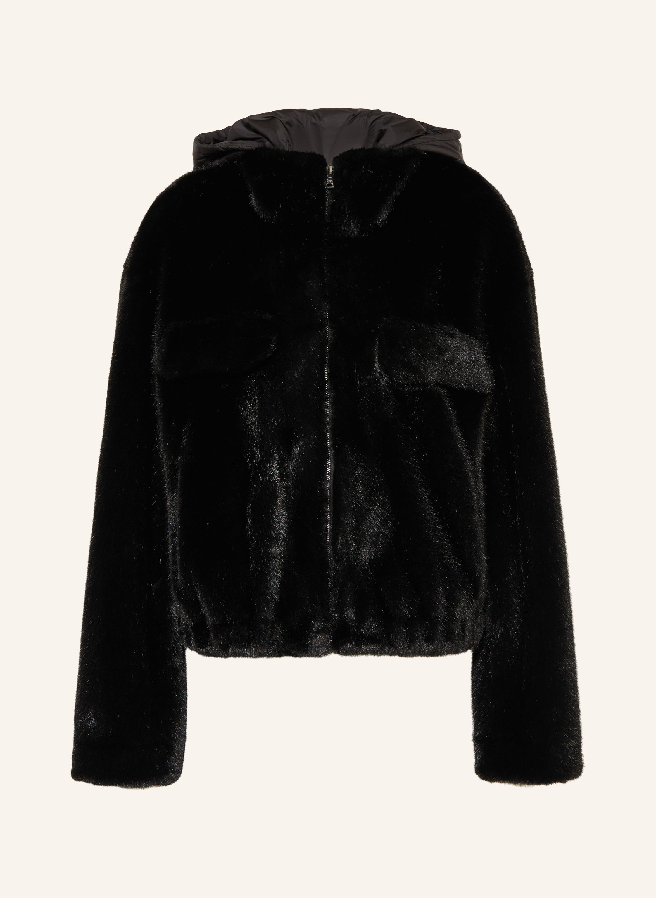 MARC AUREL Kunstfell-Jacke mit abnehmbarer Kapuze