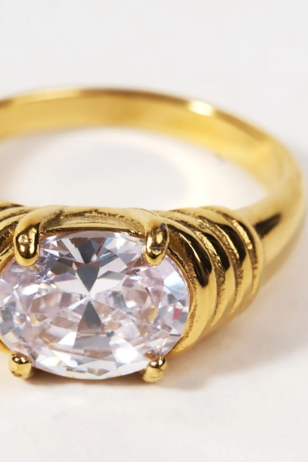 Gold Plated Stone Ring - Size 8
