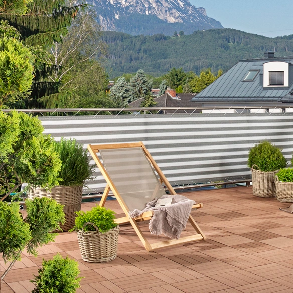 Balkonsichtschutz »Sylt«, 0,9x25m grau-weiss