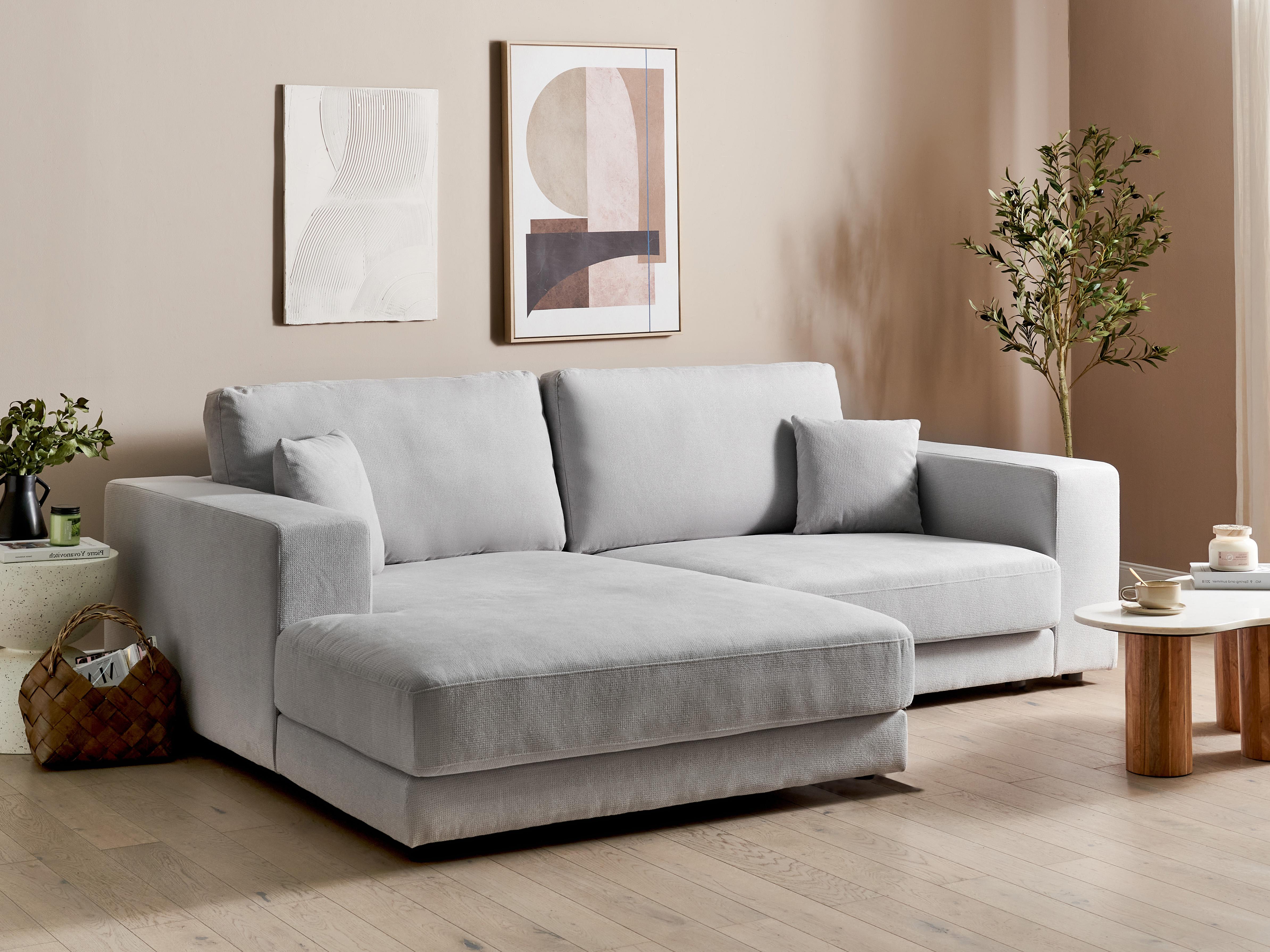 Corner Sofa 3 Seater LOFOTEN Fabric Light Grey Right Hand