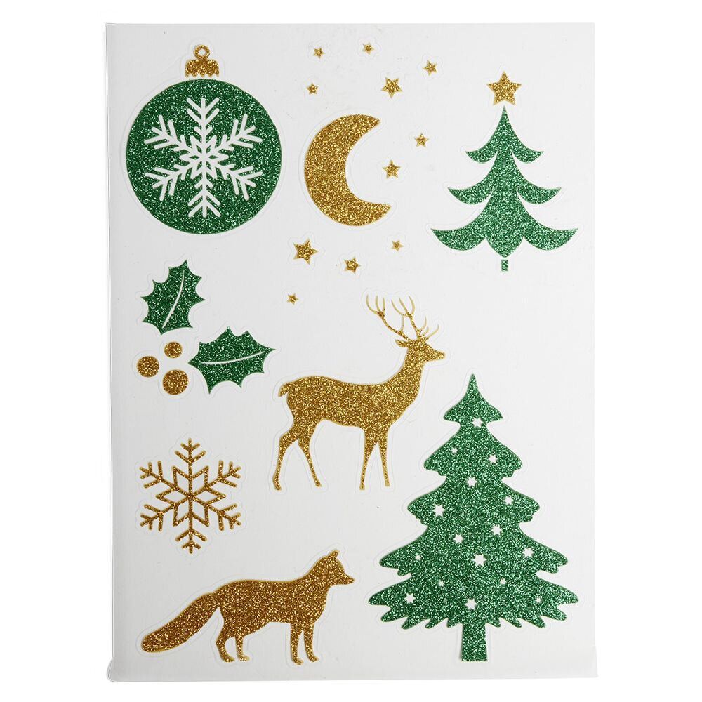 Décoration fenêtre et mur No&euml;l adhésive à paillettes (3 modèles)
