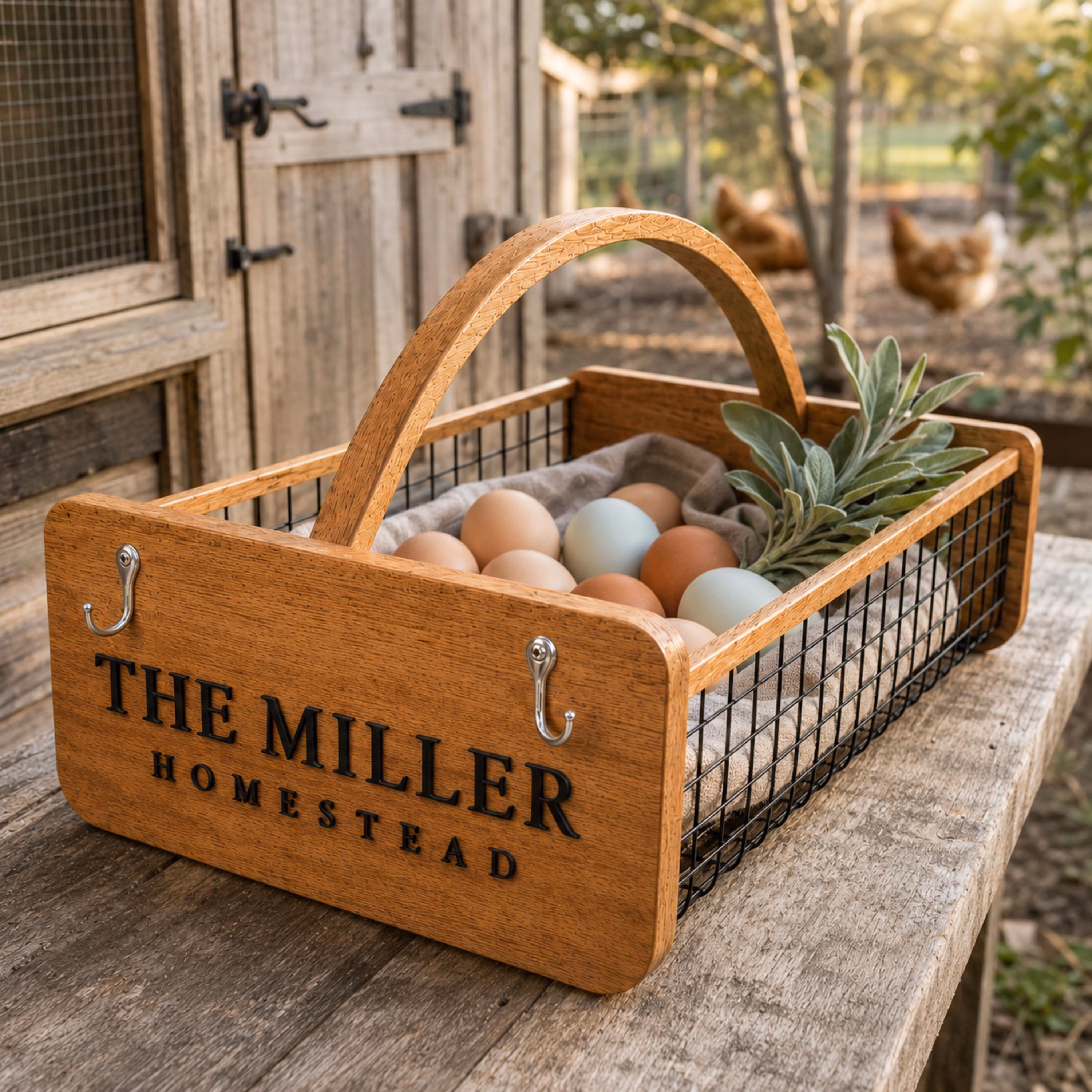 Harvest Basket Personalized Mesh Garden Hod with Handle Gardener Gift Produce Basket