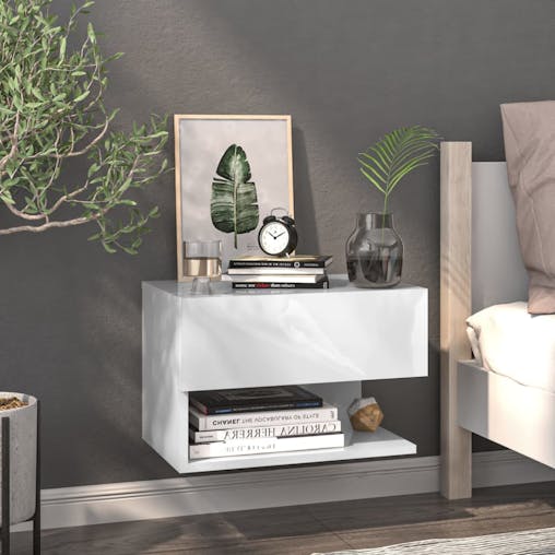 NNEVL Wall-mounted Bedside Cabinets 2 pcs High Gloss White