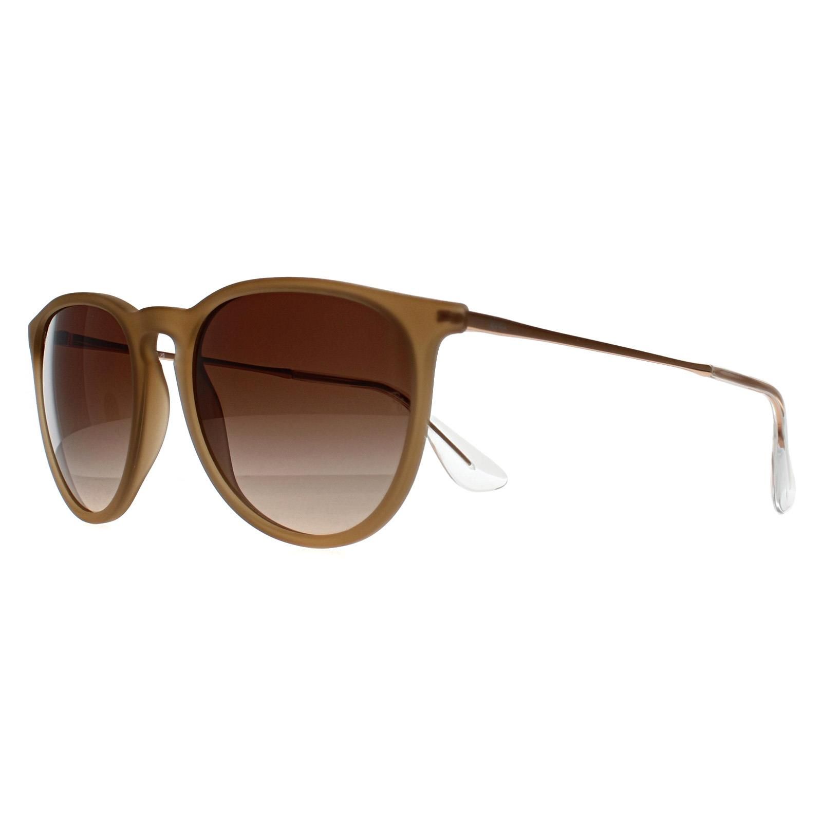 Ray-Ban Round Polished Rubber Beige Gradient Brown RB4171 Erika