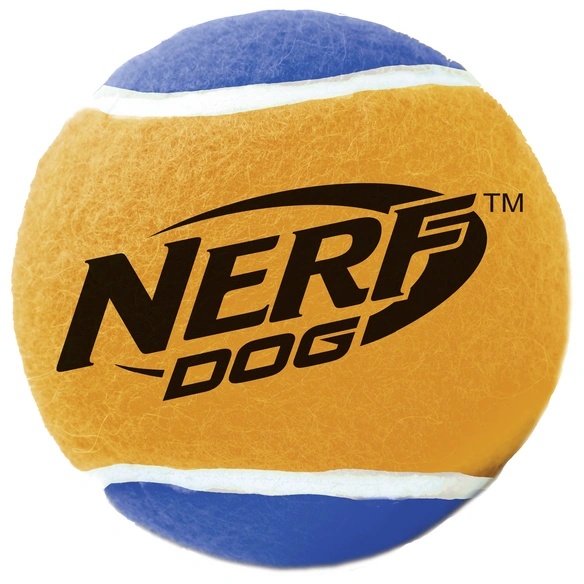 Spielball, Tennisbälle mit Quietscher, orange/blaugelb, Gr. XS, für Hunde