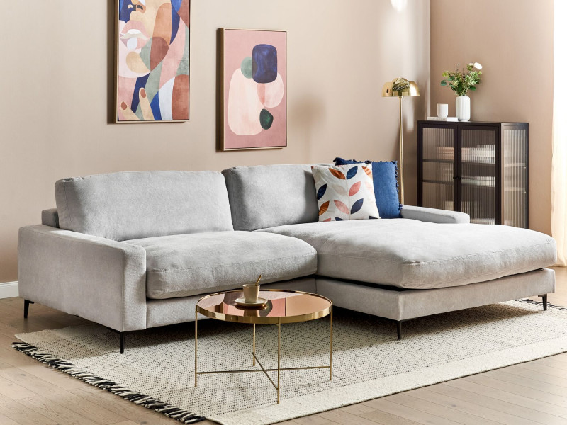 Sofa narożna szenila lewostronna jasnoszara