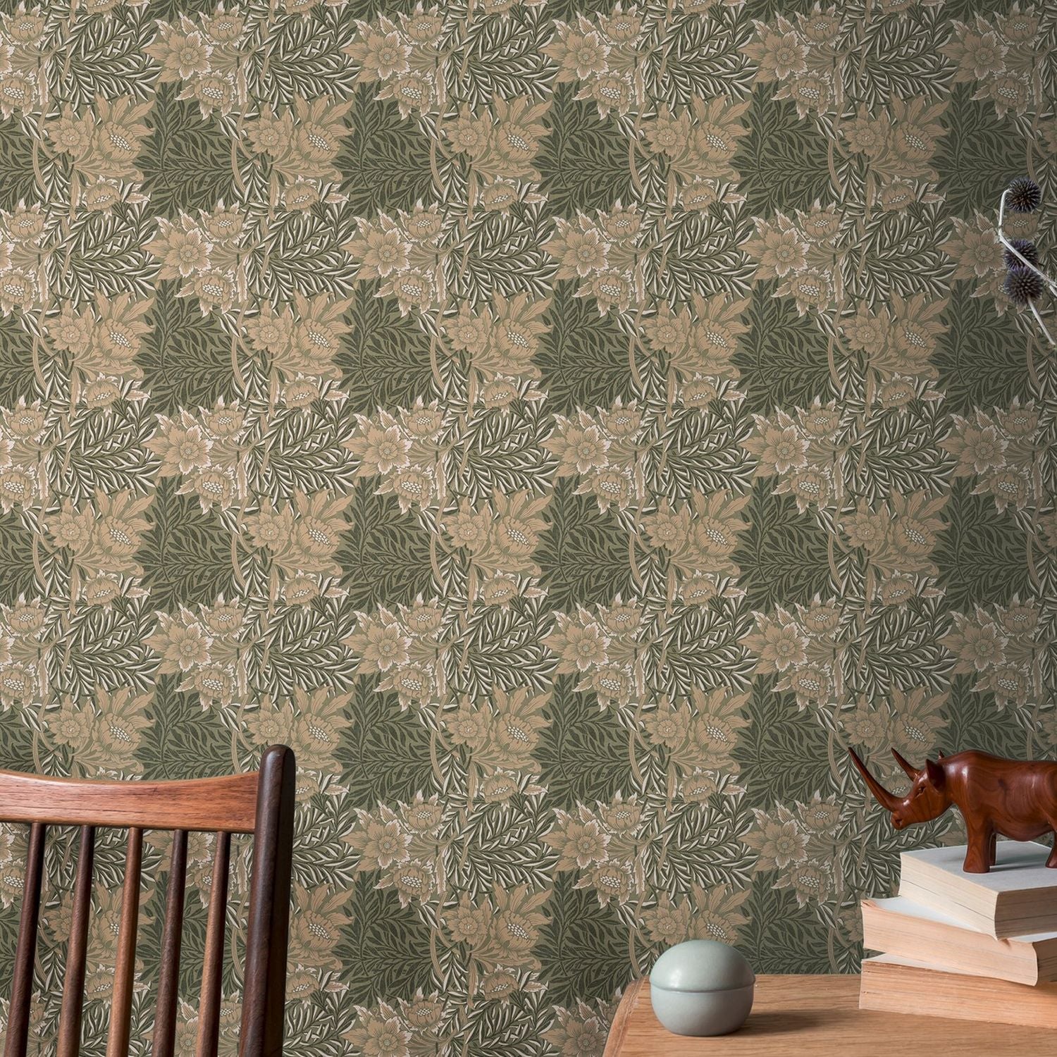 Livingwalls behang bloemmotief bruin, beige en zwart - 53 cm x 10.05 m - AS-390584