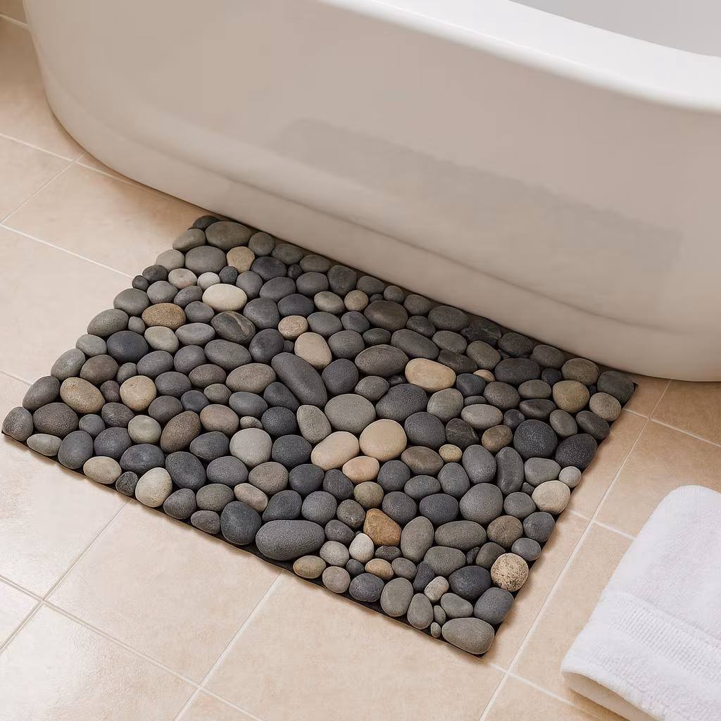 Handmade River Stone Mat: Foot Massage, Nature Inspired Decor