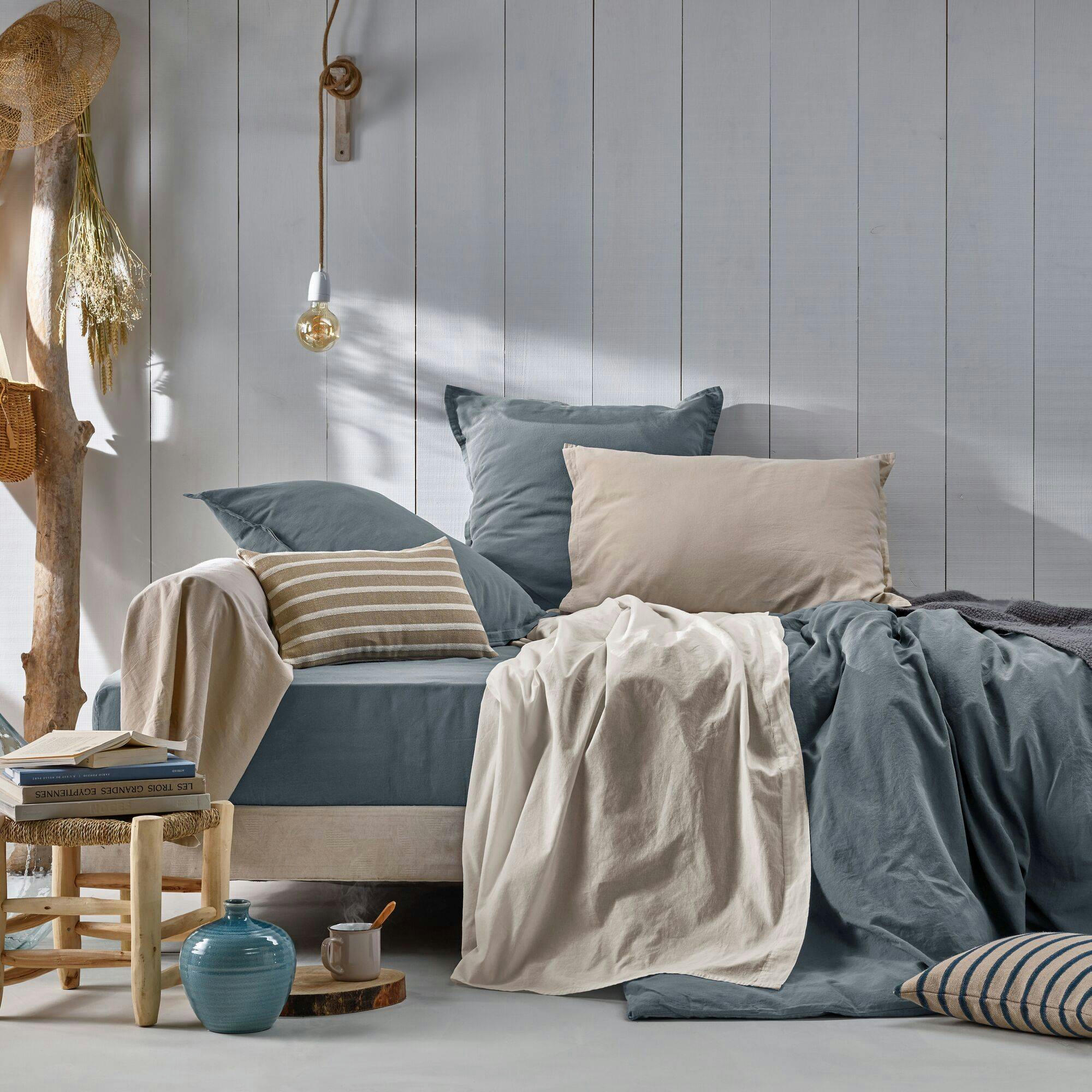 FLANDRES - Housse de couette en coton lin lavé orage 240 x 220 cm