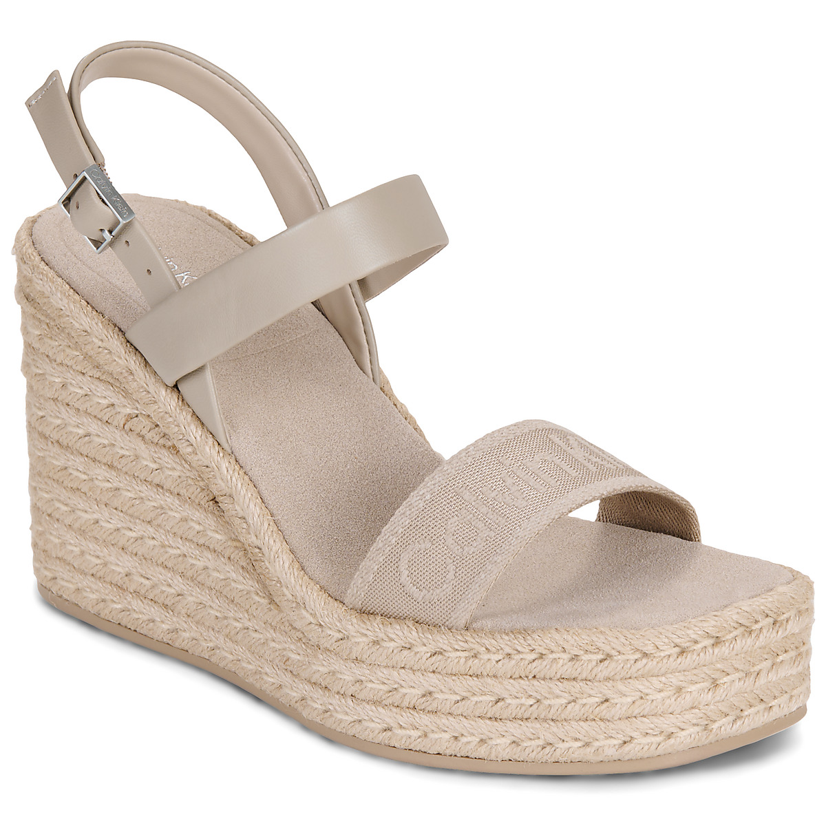 Calvin Klein Jeans - WEDGE ESPAD 70 WEBBING LTH - Beige